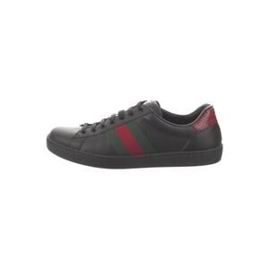 Gucci Men's Ace Black Leather GG Web Stripe Low Top Sneakers Size 7(UK) 8(US)